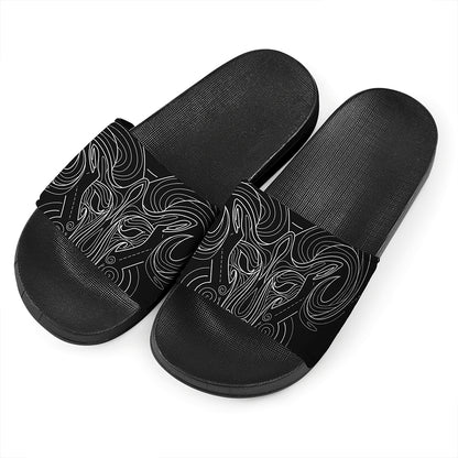 Black And White Aries Sign Print Black Slide Sandals