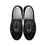 Black And White Aries Sign Print Black Slip On Shoes