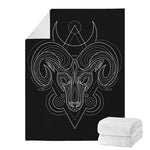 Black And White Aries Sign Print Blanket
