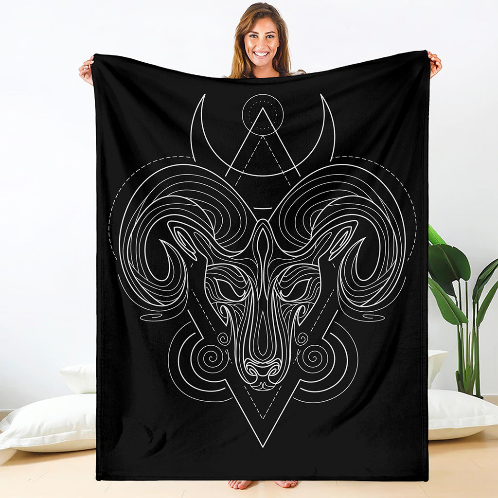 Black And White Aries Sign Print Blanket