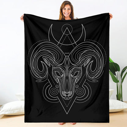 Black And White Aries Sign Print Blanket