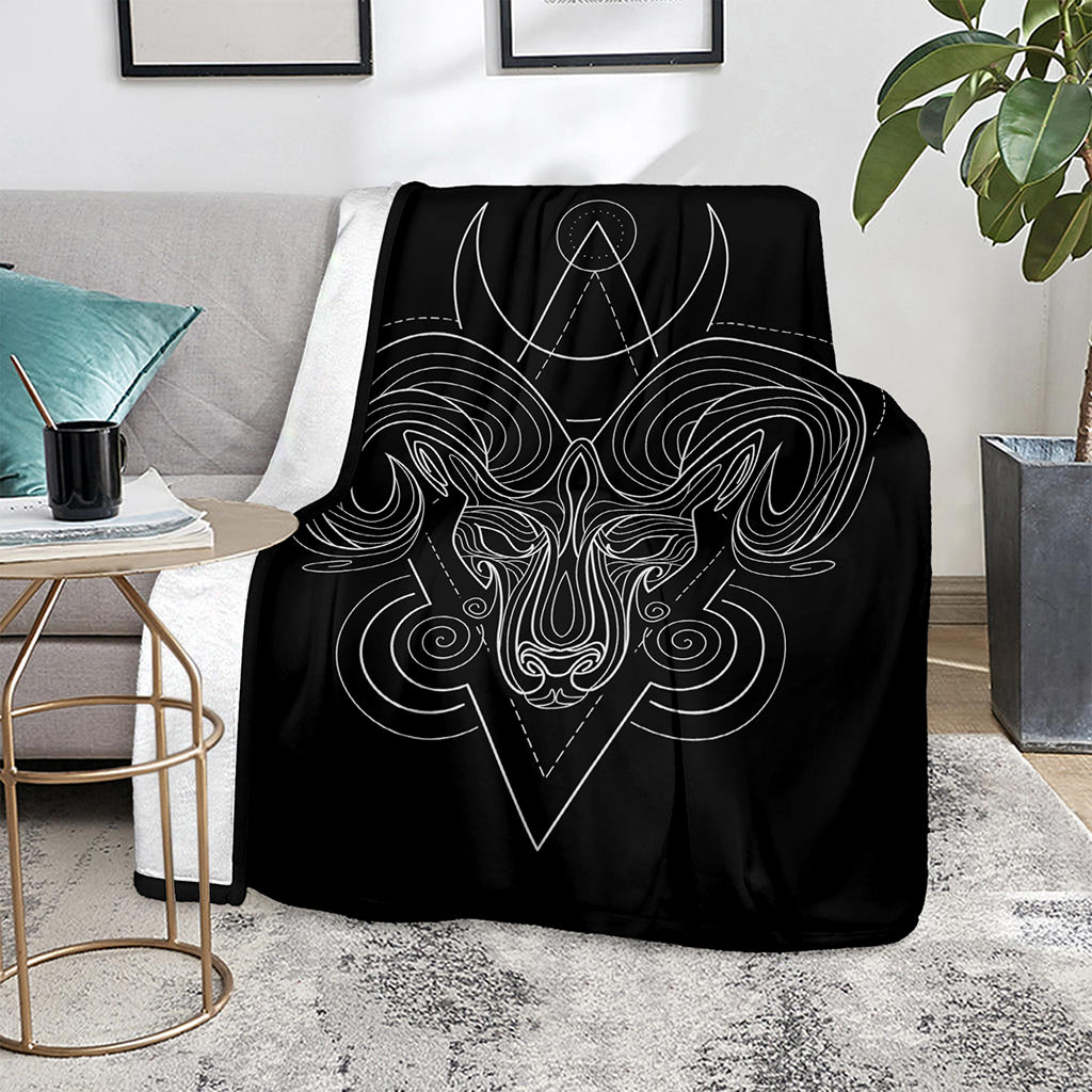 Black And White Aries Sign Print Blanket