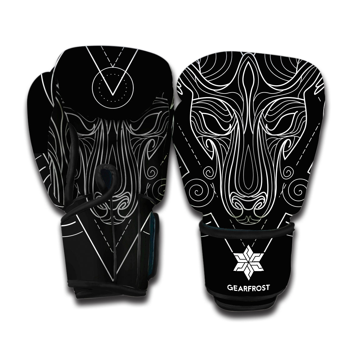 Black And White Aries Sign Print Boxing Gloves