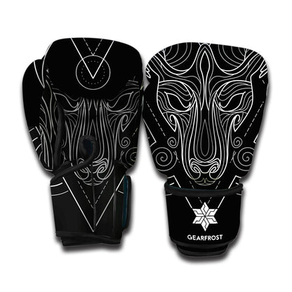 Black And White Aries Sign Print Boxing Gloves