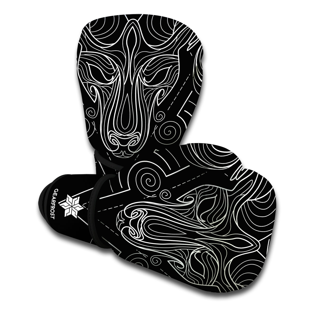 Black And White Aries Sign Print Boxing Gloves