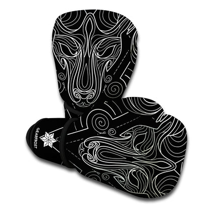 Black And White Aries Sign Print Boxing Gloves