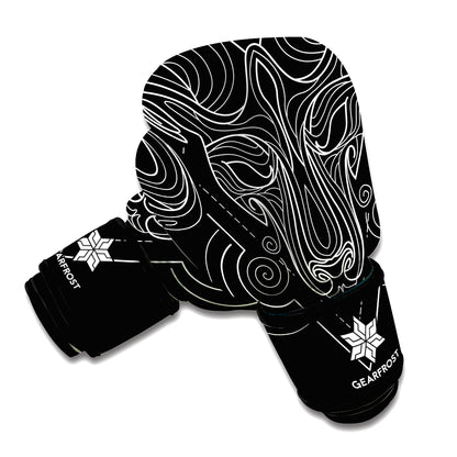 Black And White Aries Sign Print Boxing Gloves