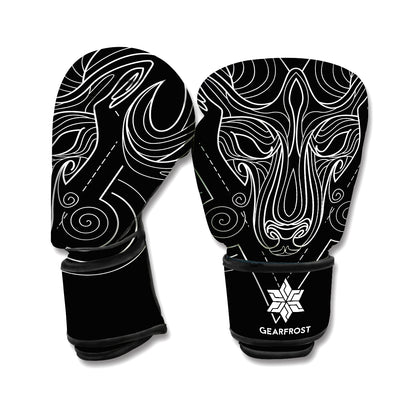 Black And White Aries Sign Print Boxing Gloves