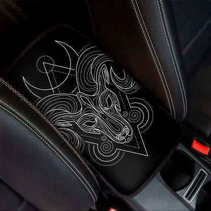 Black And White Aries Sign Print Car Center Console Cover