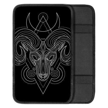 Black And White Aries Sign Print Car Center Console Cover