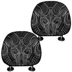 Black And White Aries Sign Print Car Headrest Covers