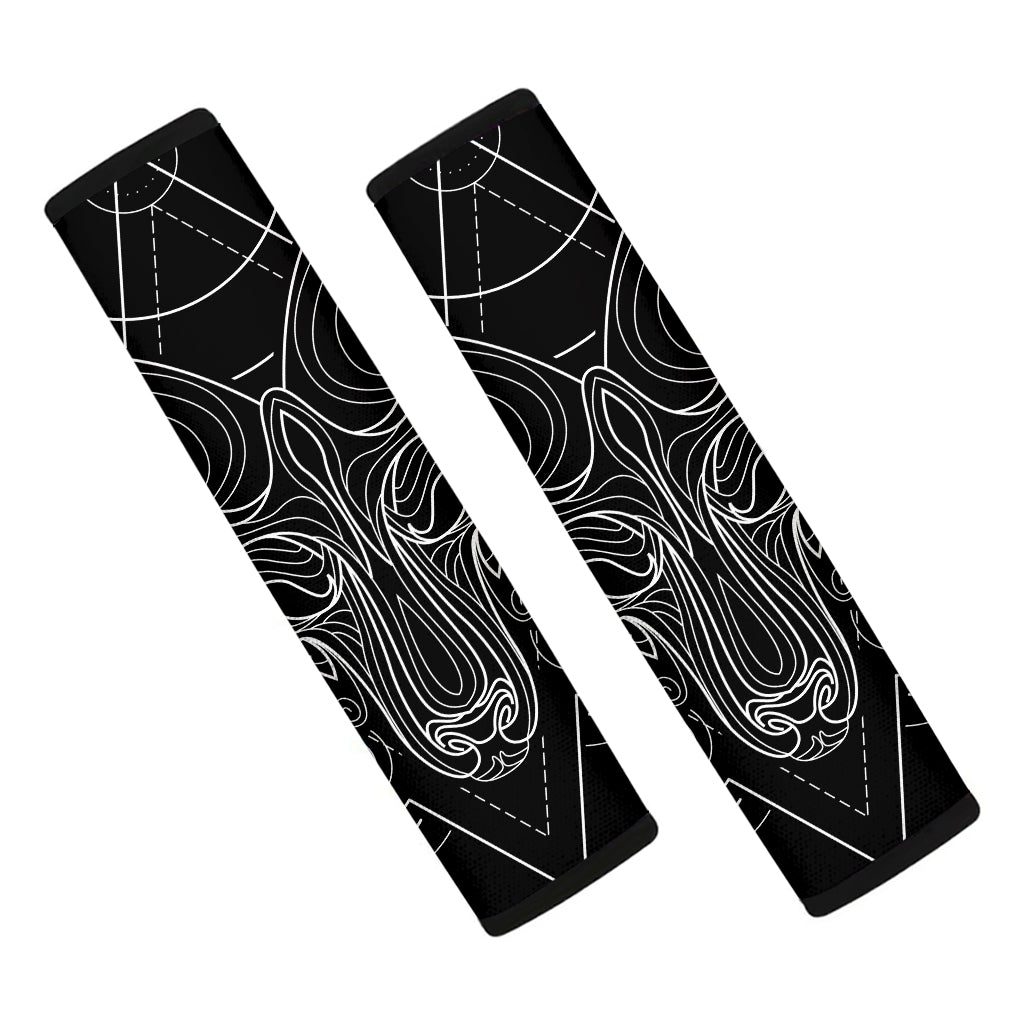 Black And White Aries Sign Print Car Seat Belt Covers