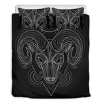 Black And White Aries Sign Print Duvet Cover Bedding Set