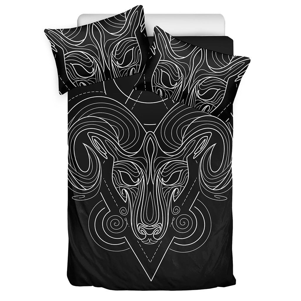 Black And White Aries Sign Print Duvet Cover Bedding Set