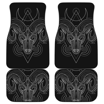 Black And White Aries Sign Print Front and Back Car Floor Mats