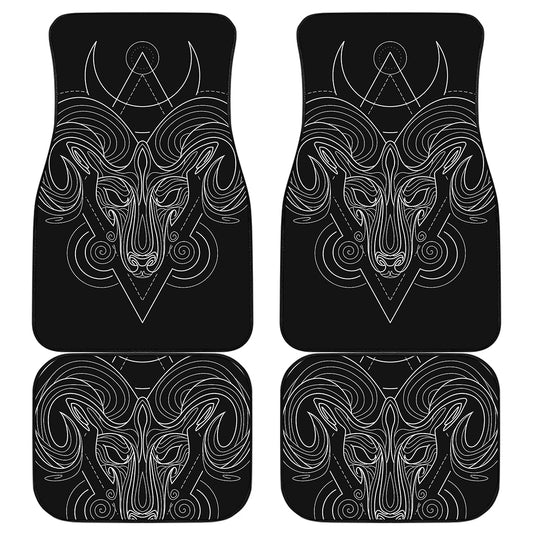 Black And White Aries Sign Print Front and Back Car Floor Mats