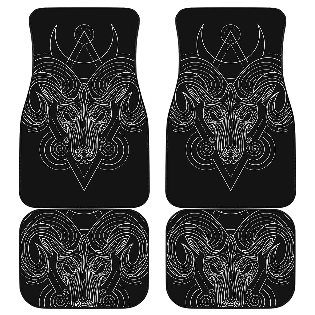 Black And White Aries Sign Print Front and Back Car Floor Mats