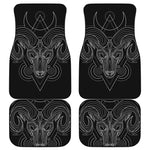 Black And White Aries Sign Print Front and Back Car Floor Mats