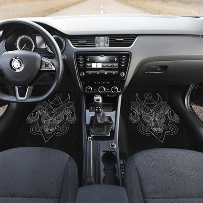 Black And White Aries Sign Print Front and Back Car Floor Mats