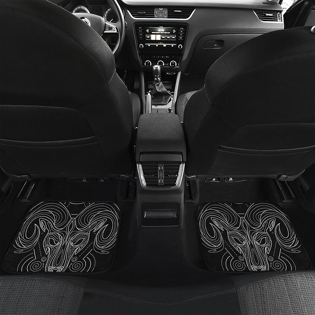 Black And White Aries Sign Print Front and Back Car Floor Mats