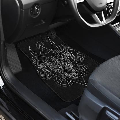 Black And White Aries Sign Print Front and Back Car Floor Mats