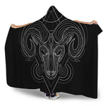 Black And White Aries Sign Print Hooded Blanket