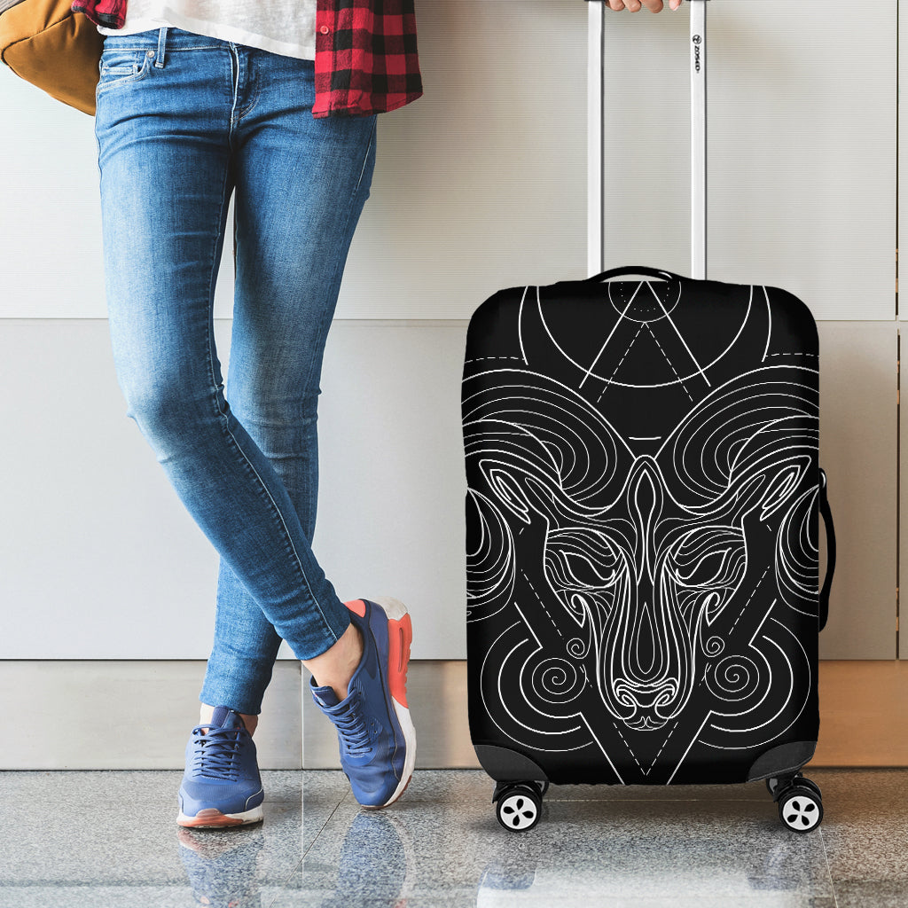 Black And White Aries Sign Print Luggage Cover