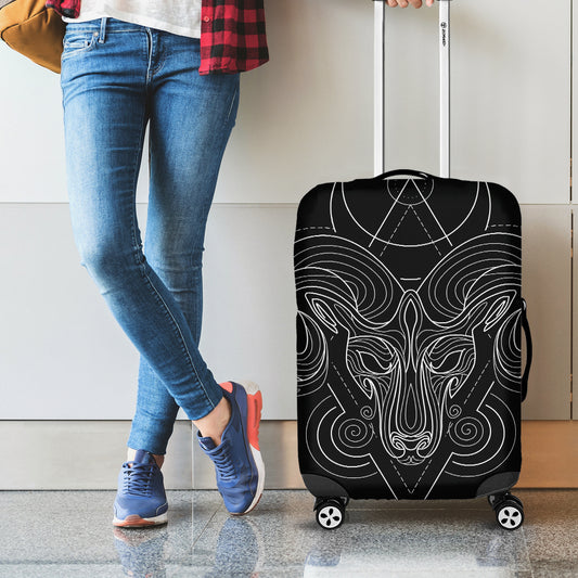 Black And White Aries Sign Print Luggage Cover