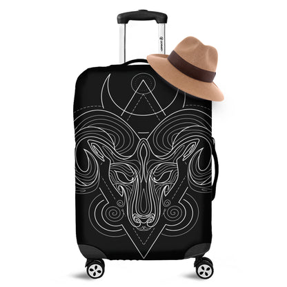 Black And White Aries Sign Print Luggage Cover