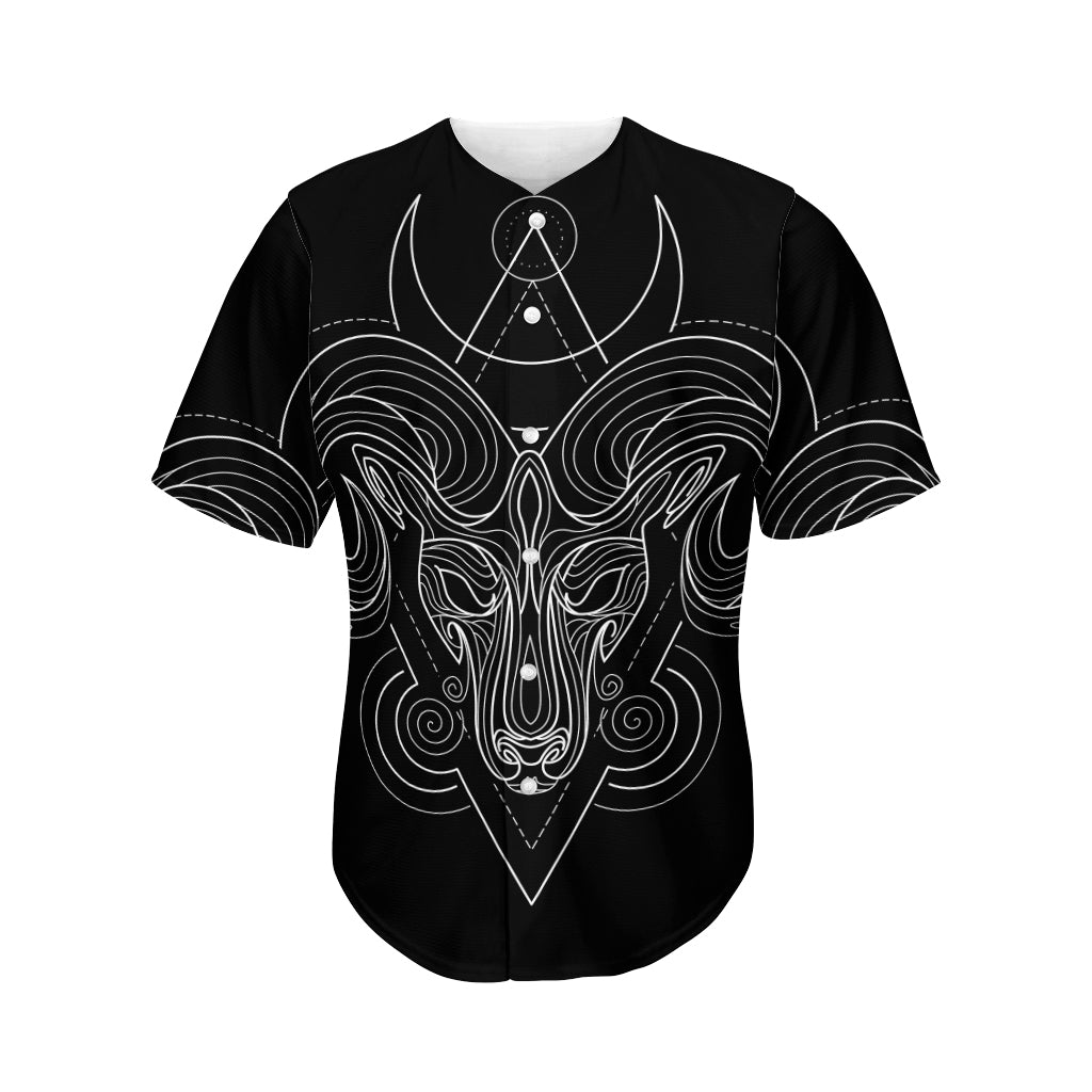 Black And White Aries Sign Print Men's Baseball Jersey