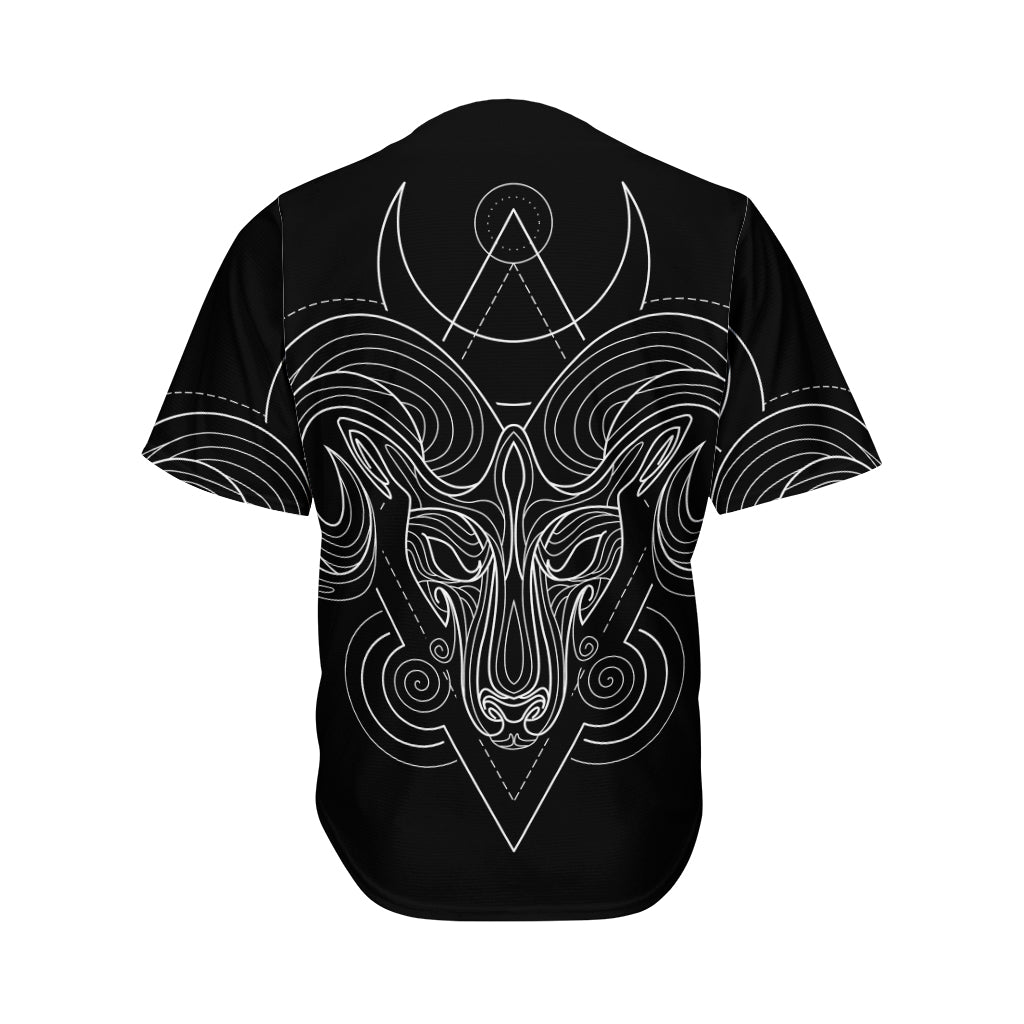 Black And White Aries Sign Print Men's Baseball Jersey