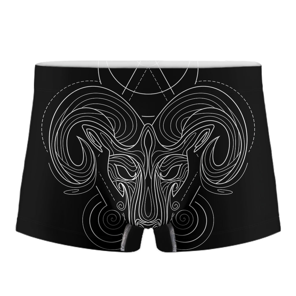Black And White Aries Sign Print Men's Boxer Briefs