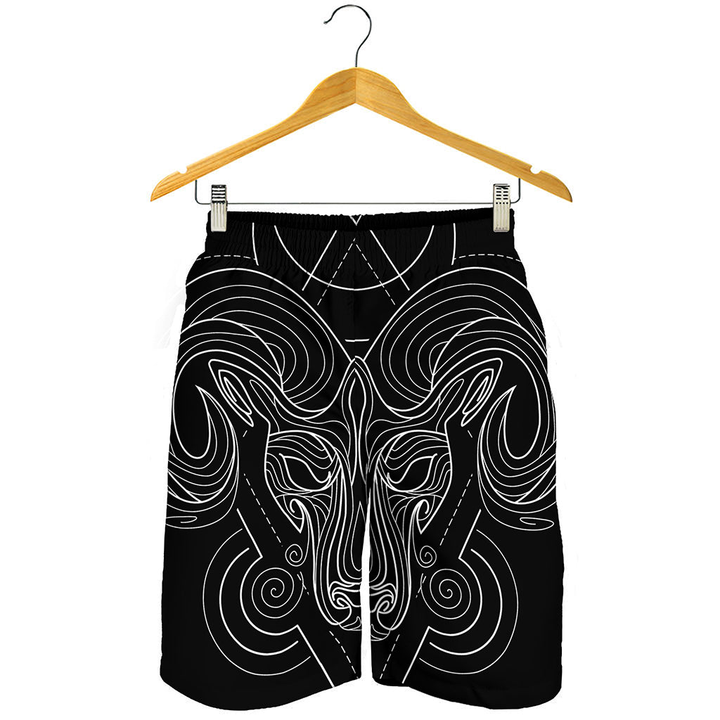 Black And White Aries Sign Print Men's Shorts