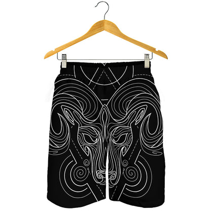 Black And White Aries Sign Print Men's Shorts
