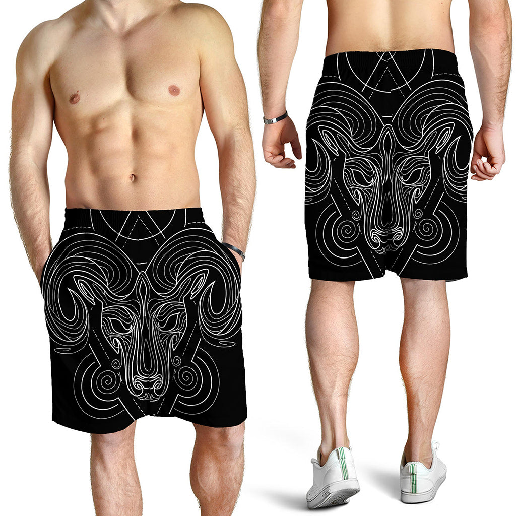 Black And White Aries Sign Print Men's Shorts