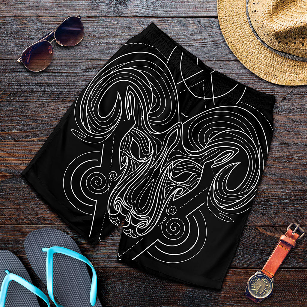 Black And White Aries Sign Print Men's Shorts