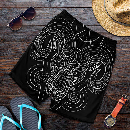 Black And White Aries Sign Print Men's Shorts