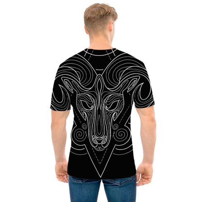 Black And White Aries Sign Print Men's T-Shirt