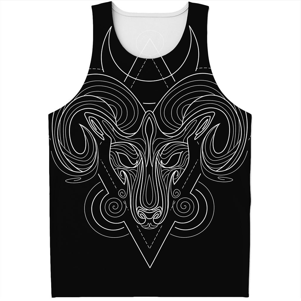 Black And White Aries Sign Print Men's Tank Top