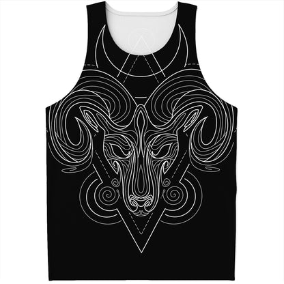 Black And White Aries Sign Print Men's Tank Top