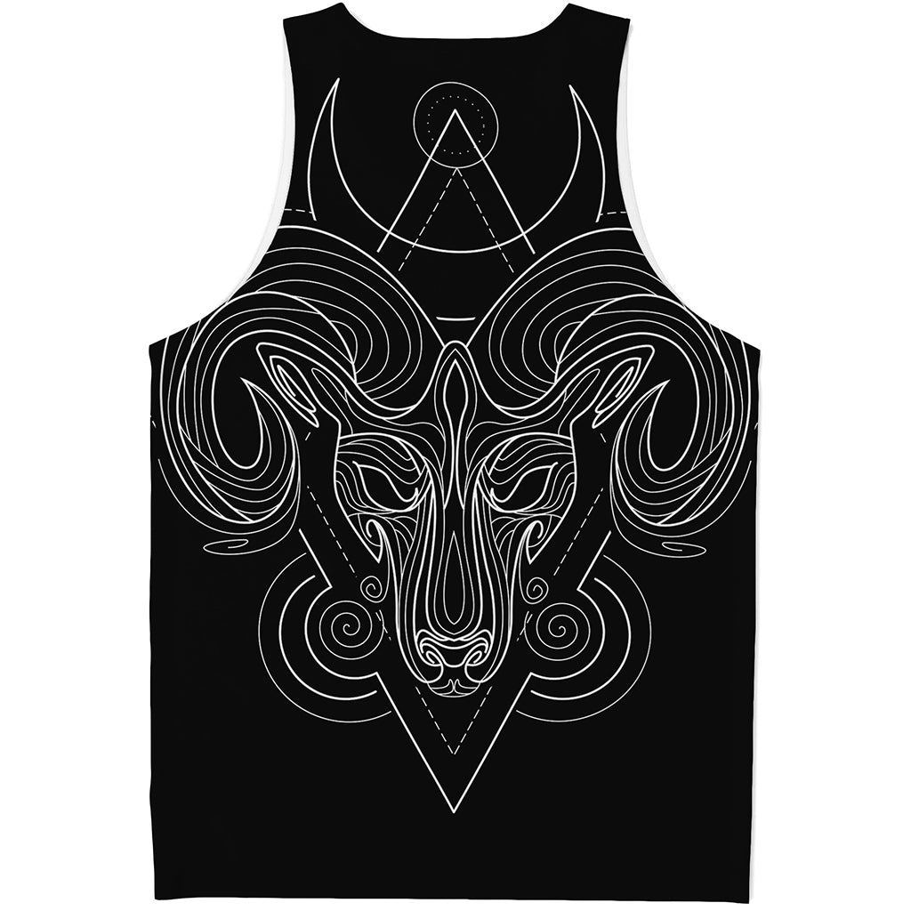 Black And White Aries Sign Print Men's Tank Top