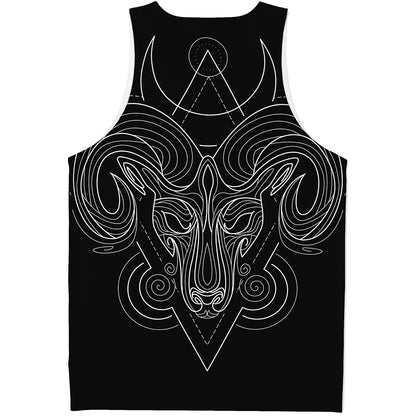 Black And White Aries Sign Print Men's Tank Top