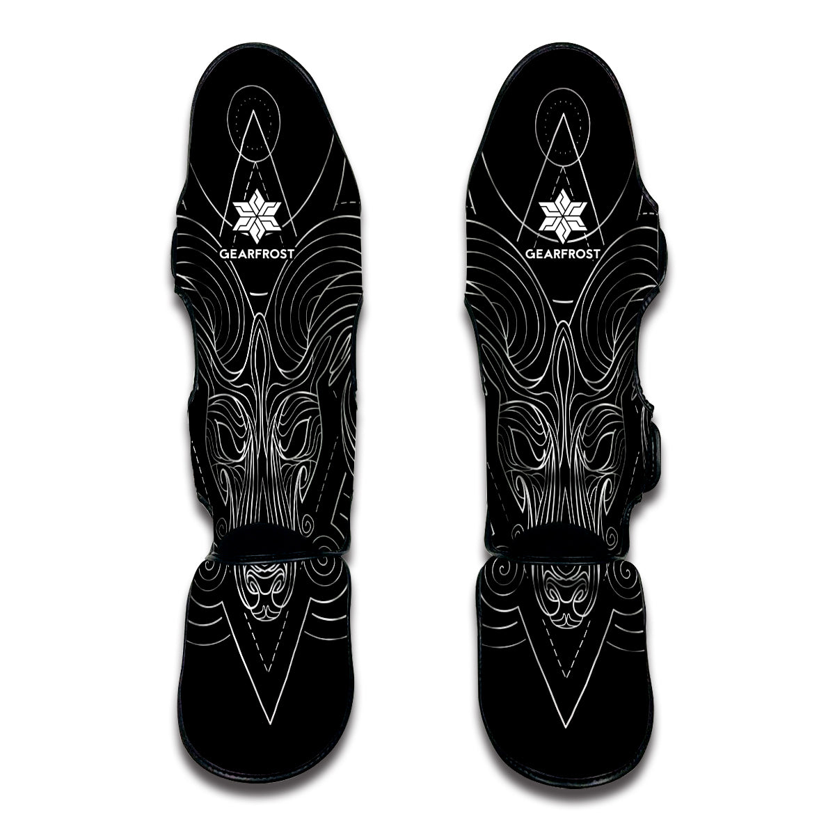 Black And White Aries Sign Print Muay Thai Shin Guard