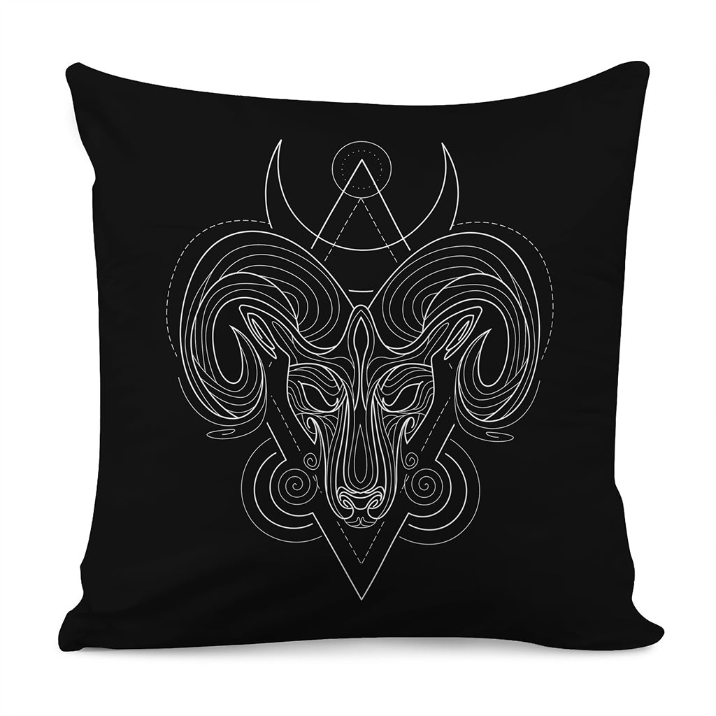 Black And White Aries Sign Print Pillow Cover