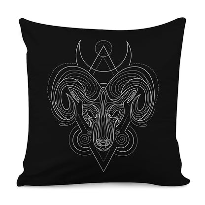 Black And White Aries Sign Print Pillow Cover