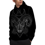 Black And White Aries Sign Print Pullover Hoodie
