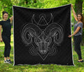 Black And White Aries Sign Print Quilt