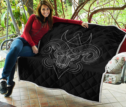 Black And White Aries Sign Print Quilt