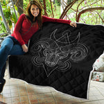 Black And White Aries Sign Print Quilt