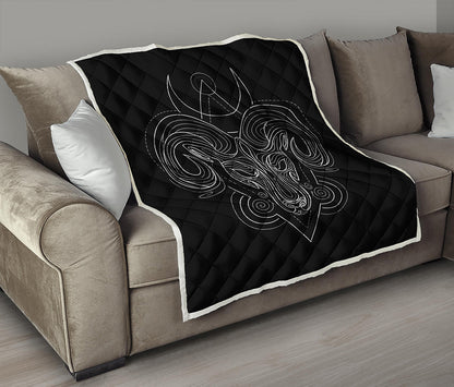 Black And White Aries Sign Print Quilt